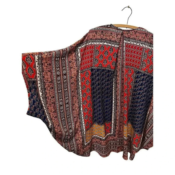 Umgee Women's Multicolor Open Front Paisley Print Kimono Poncho Size M/L - Picture 2 of 7
